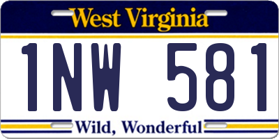 WV license plate 1NW581