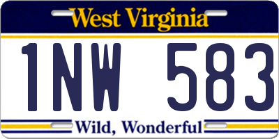 WV license plate 1NW583