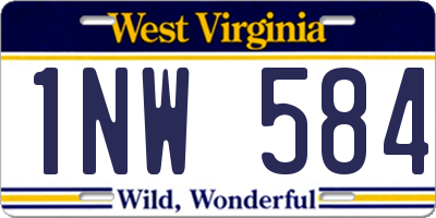 WV license plate 1NW584