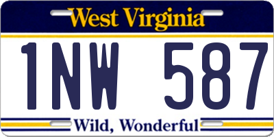 WV license plate 1NW587