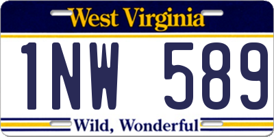 WV license plate 1NW589