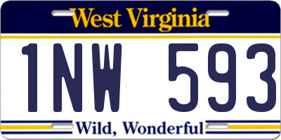 WV license plate 1NW593