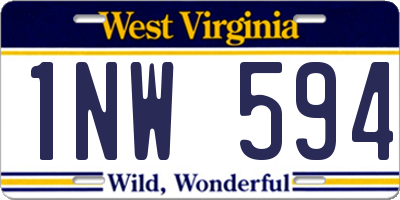 WV license plate 1NW594