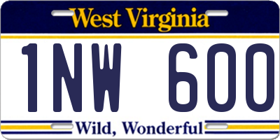 WV license plate 1NW600