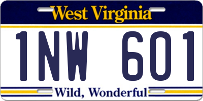 WV license plate 1NW601