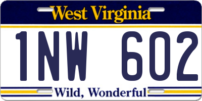 WV license plate 1NW602