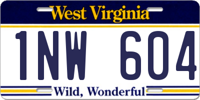 WV license plate 1NW604