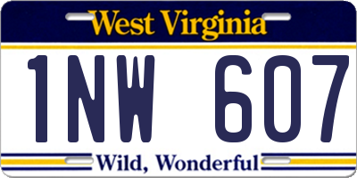 WV license plate 1NW607