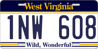 WV license plate 1NW608