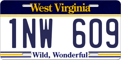 WV license plate 1NW609