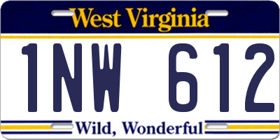 WV license plate 1NW612