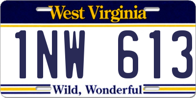 WV license plate 1NW613