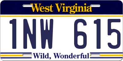 WV license plate 1NW615