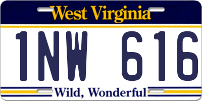 WV license plate 1NW616