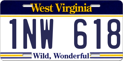 WV license plate 1NW618