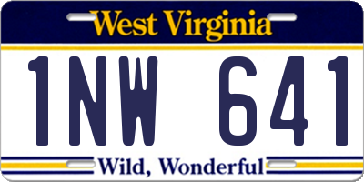 WV license plate 1NW641