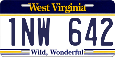 WV license plate 1NW642
