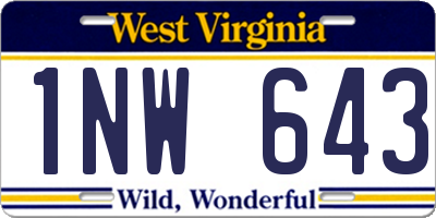 WV license plate 1NW643
