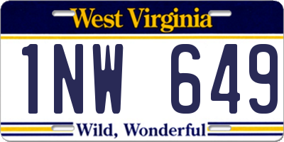 WV license plate 1NW649