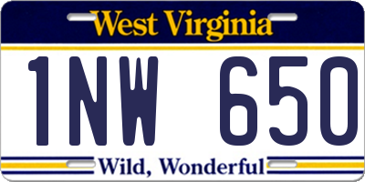 WV license plate 1NW650