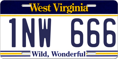 WV license plate 1NW666