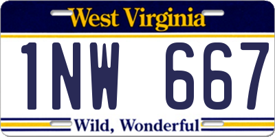 WV license plate 1NW667