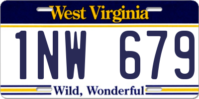 WV license plate 1NW679