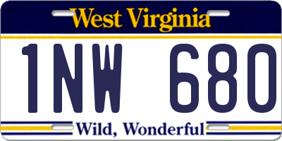 WV license plate 1NW680