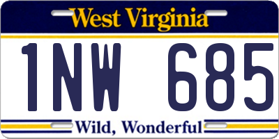 WV license plate 1NW685
