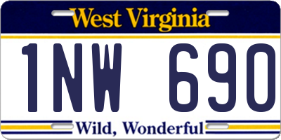 WV license plate 1NW690