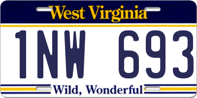WV license plate 1NW693