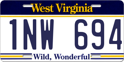WV license plate 1NW694