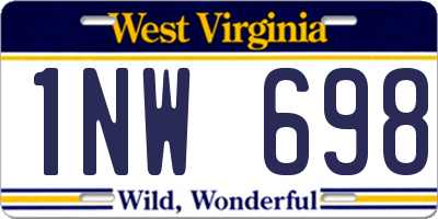 WV license plate 1NW698