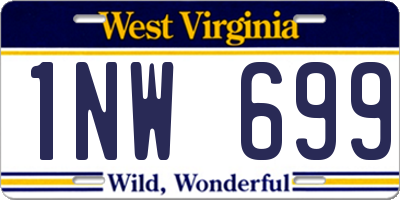 WV license plate 1NW699