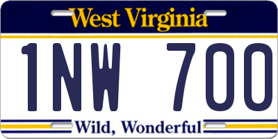WV license plate 1NW700