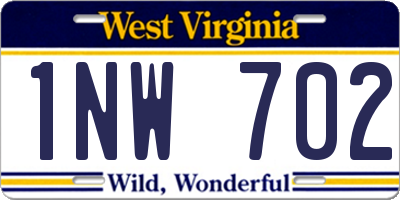 WV license plate 1NW702