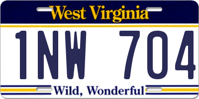 WV license plate 1NW704