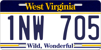 WV license plate 1NW705
