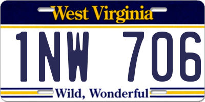 WV license plate 1NW706