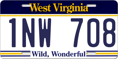 WV license plate 1NW708
