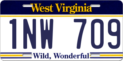 WV license plate 1NW709
