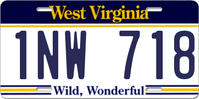 WV license plate 1NW718