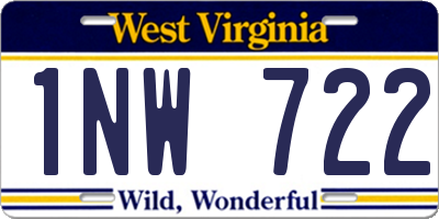 WV license plate 1NW722