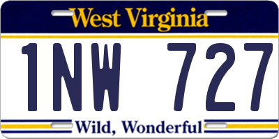 WV license plate 1NW727