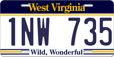 WV license plate 1NW735