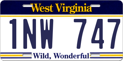 WV license plate 1NW747