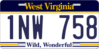 WV license plate 1NW758