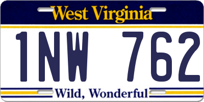 WV license plate 1NW762