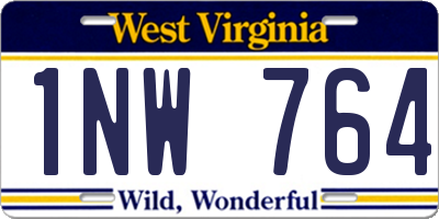 WV license plate 1NW764