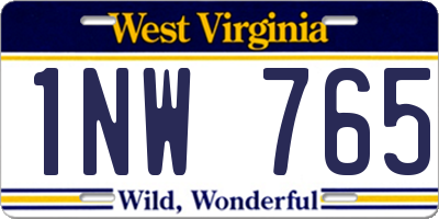 WV license plate 1NW765
